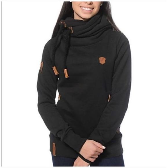 Naketano Sweaters - Naketano Black Athletic high neck hoodie pull over sweatshirt size small